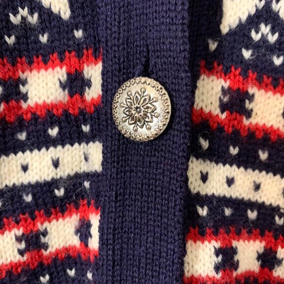 USA Pendleton 100% Wool Navy/Red/White Button-Up Cardigan Sweater Women SZ L VTG - Picture 2 of 7